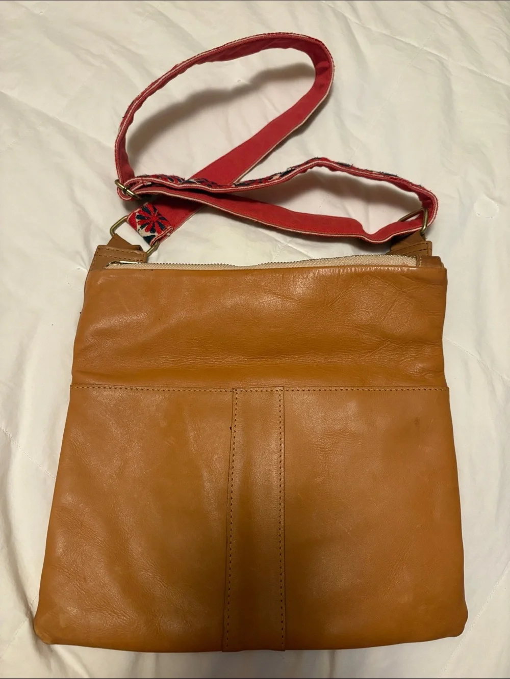 Noonday Collection Tan Fold-Over Crossbody Bag
